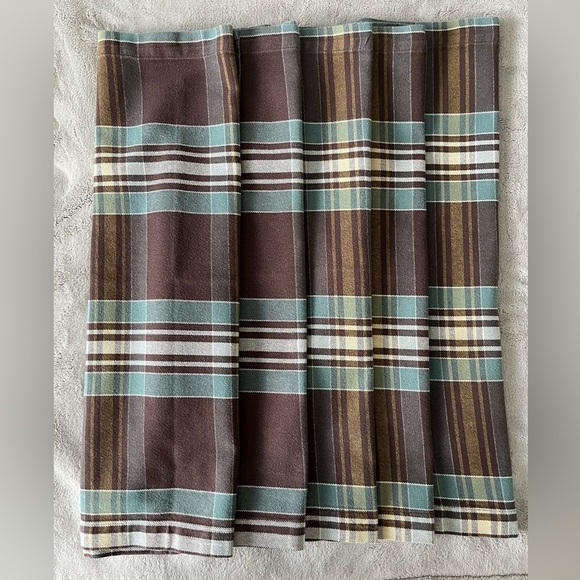 Pottery Barn Set of 5 Plaid 100% Cotton Napkins 20x20 Brown Blue Preppy Academia - Picture 5 of 7